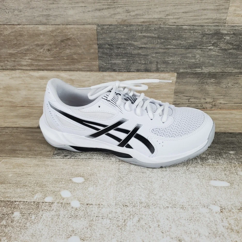 ASICS GEL-Rocket 12 Mens Shoes Sz 8 W‎ Running White Black Mesh Lace Up Sneakers